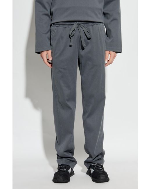 Dolce & Gabbana Blue Logo Plaque Drawstring Track Pants for men