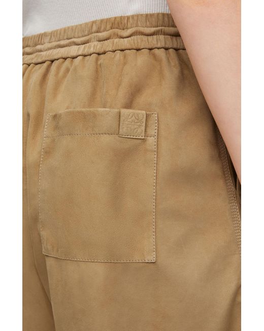 Loewe Natural Drawstring Leather Shorts