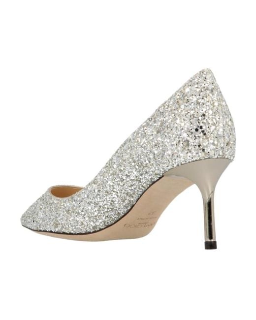 Jimmy Choo White Romy 60 Glitter Pumps