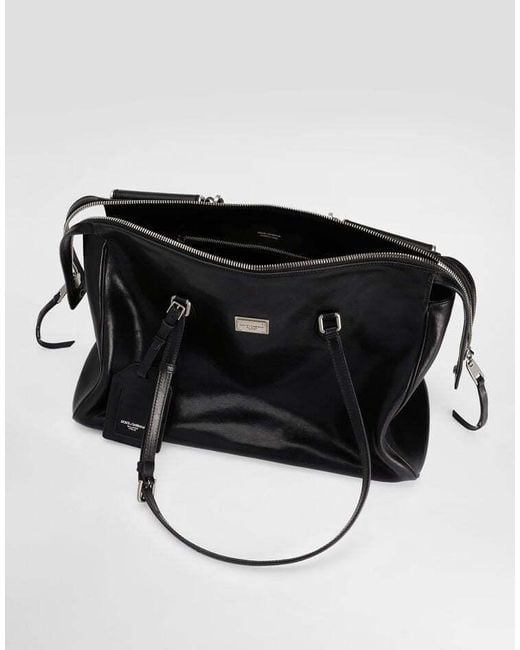 Dolce & Gabbana Black Vittoria Logo Plaque Bag