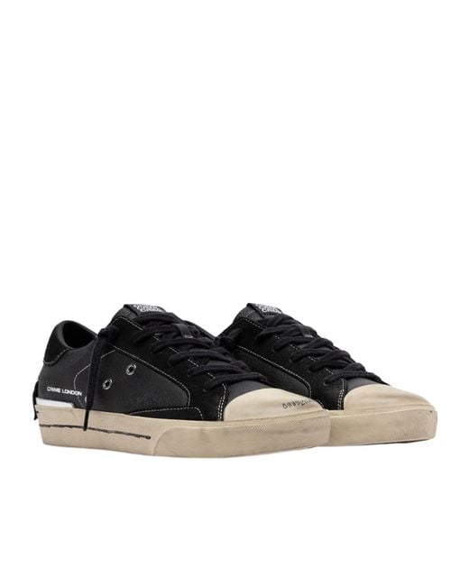 Crime London Black Lace-Up Low-Top Casual Shoes for men