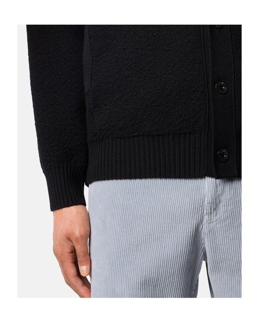 Stone Island Black Logo-Patch Crewneck Cardigan for men
