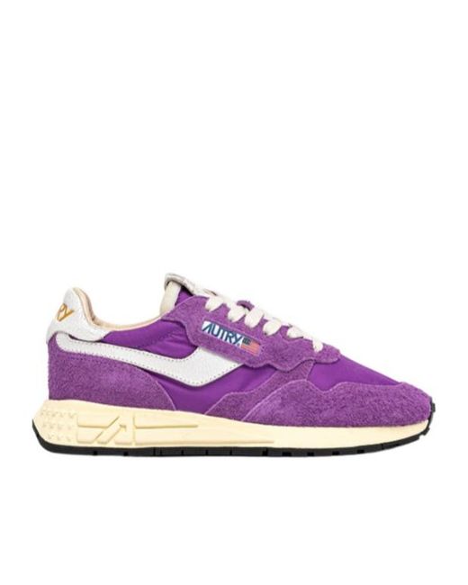 Autry Purple Textured Low Top Sneakers