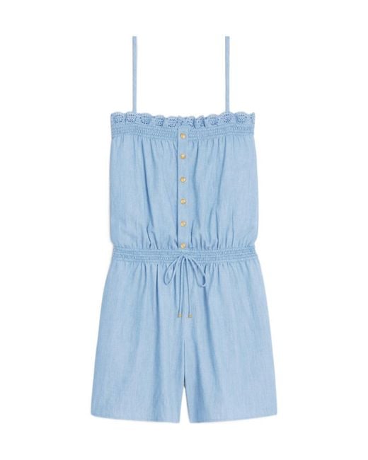 Céline Blue Smocked Playsuit