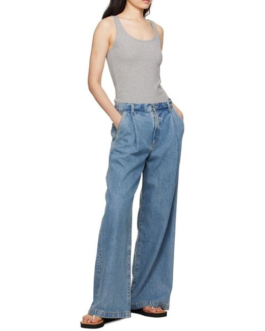 Agolde Blue Ellis Pleated Wide-Leg Jeans
