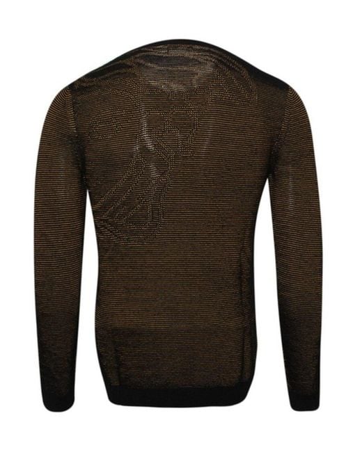 Versace Brown Striped Slim Pullover for men