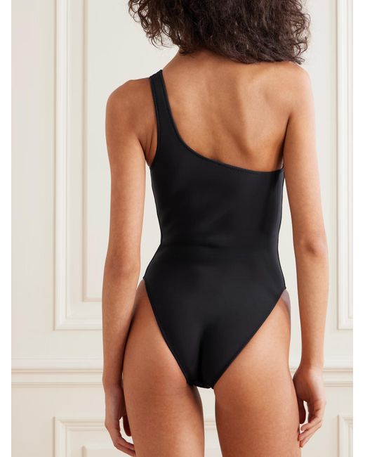 Lisa Marie Fernandez Black Arden One-Shoulder Swimsuit