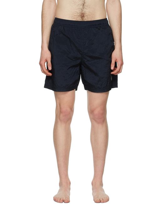 Stone Island Blue Compass-Patch Swim Shorts for men