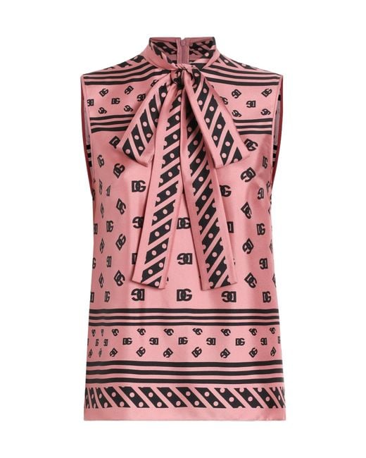 Dolce & Gabbana Red Logo-Print Blouse