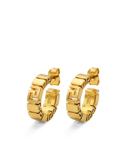 Versace Metallic Greca Hoop Earrings