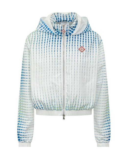 Casablanca Blue Dots Zip-Up Hooded Jacket