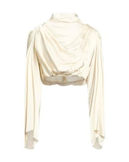 Rick Owens White Satin Cropped Top
