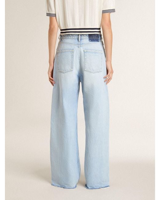 Golden Goose Deluxe Brand Blue Wide-Leg Distressed Jeans