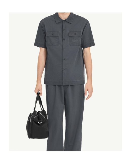 MM6 by Maison Margiela Gray Logo Embroidered Short Sleeved Shirt for men
