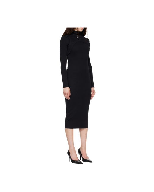 Off-White c/o Virgil Abloh Black Off Stamp Long-Sleeve Ribbed Dress