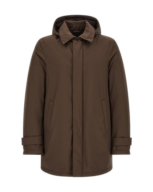 Herno Brown Long-Sleeved Padded Jacket for men