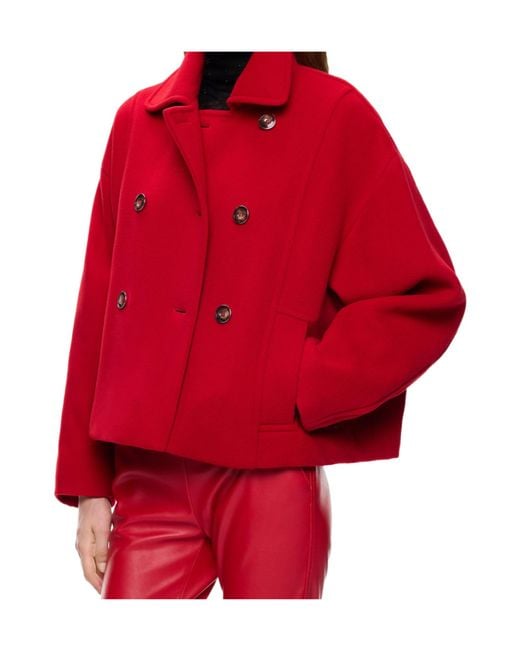 Pinko Red Cropped Double-Breasted Coat