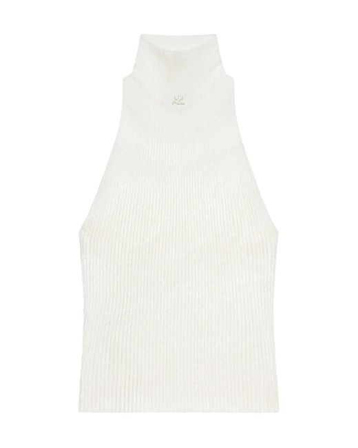 Courreges White Courrèges Sleeveless Ribbed-Knit Tank Top
