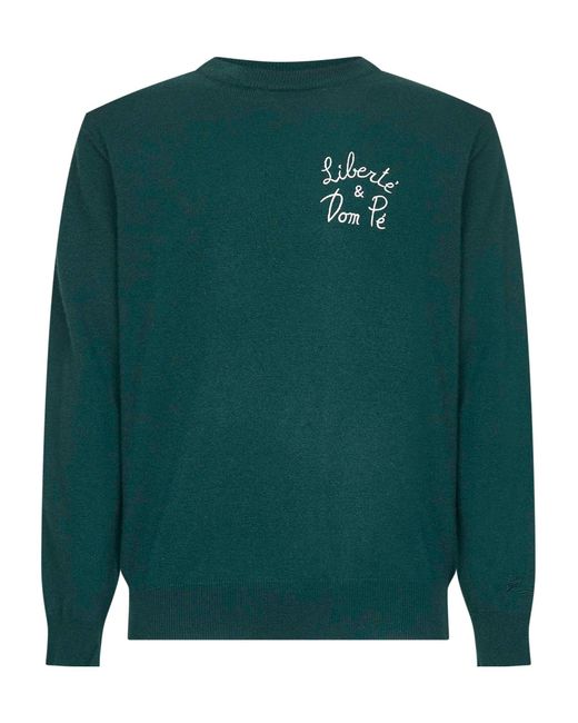 Mc2 Saint Barth Green Ribbed Crewneck Sweaters for men