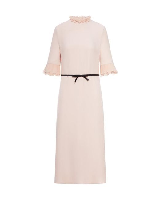 Valentino Pink Ruffled Bow Detailed Dress