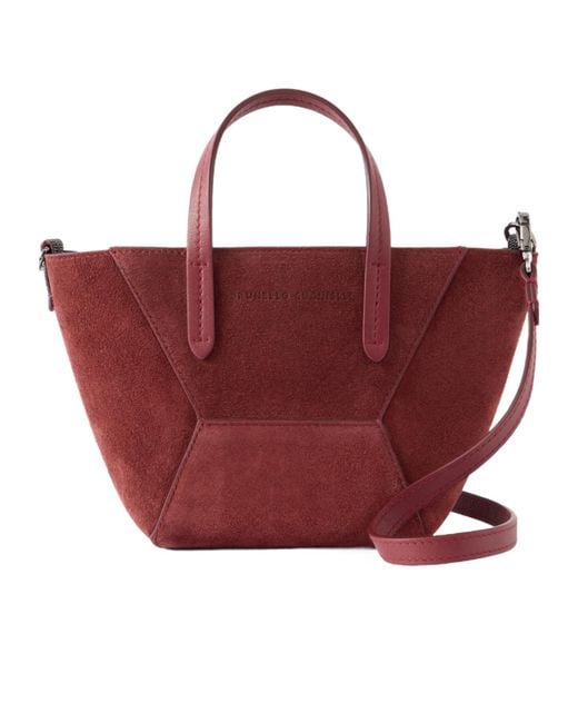 Brunello Cucinelli Red Duo Mini Tote Bag
