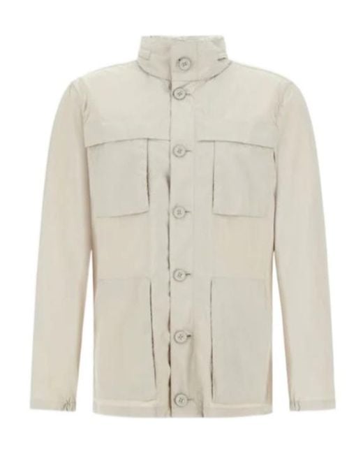 Herno White Detachable Hood Long Down Jacket for men