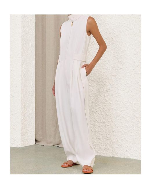 Zimmermann White Twill Luna Jumpsuit