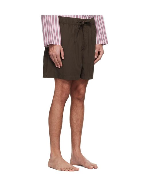 Tekla Brown Drawstring Pajama Shorts for men
