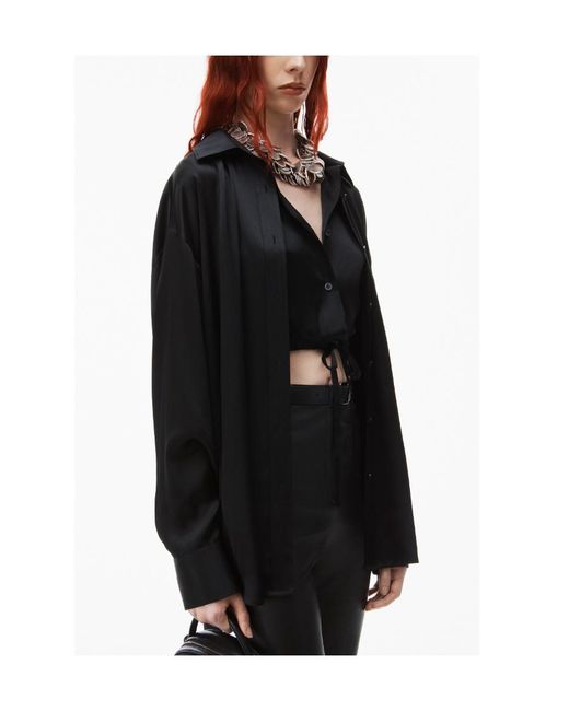 Alexander Wang Black T By Layered Satin Shirt