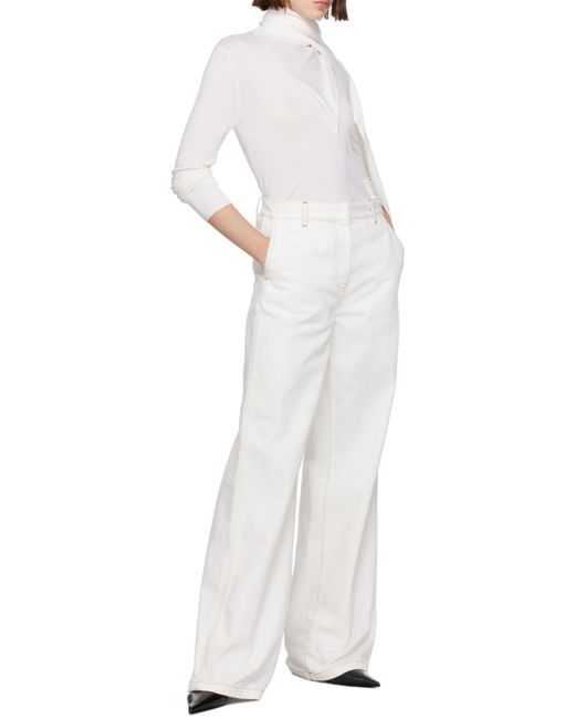 Totême White Totême Scarf Detailed Long-Sleeved Jumper