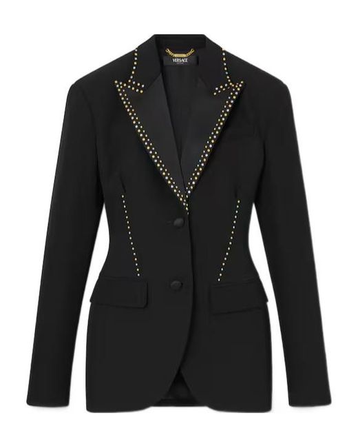 Versace Black Stud-Embellished Single-Breasted Blazer