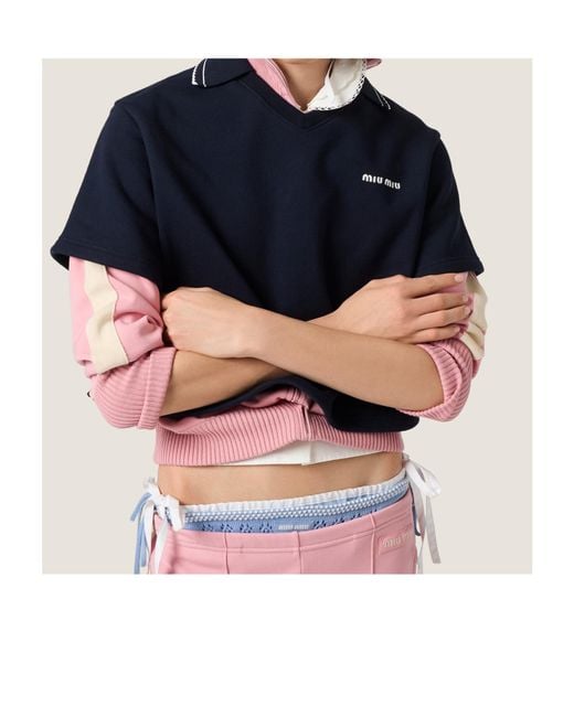 Miu Miu Blue Cropped Polo Sweatshirt
