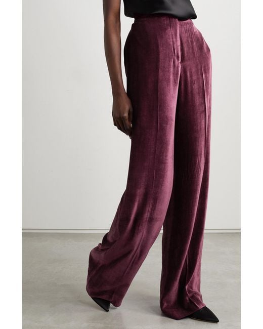 Gabriela Hearst Purple Net Sustain Boyne Organic Silk-Velvet Wide-Leg Pants
