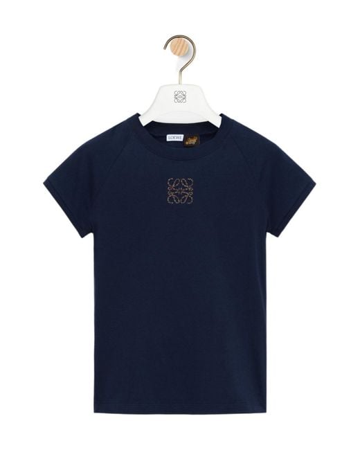 Loewe Blue Slim Anagram Embroidered T-Shirt