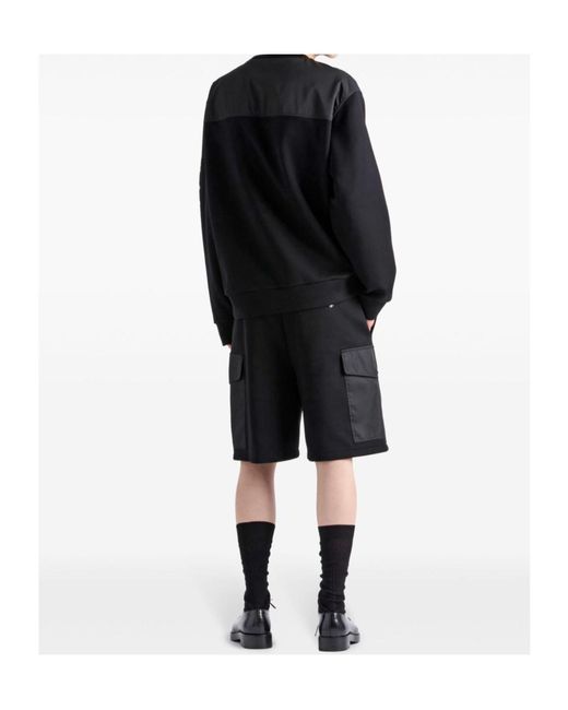 Prada Black Logo Plaque Crewneck Sweatshirt for men