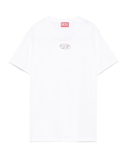 DIESEL White Oval D-Logo Crewneck T-Shirt