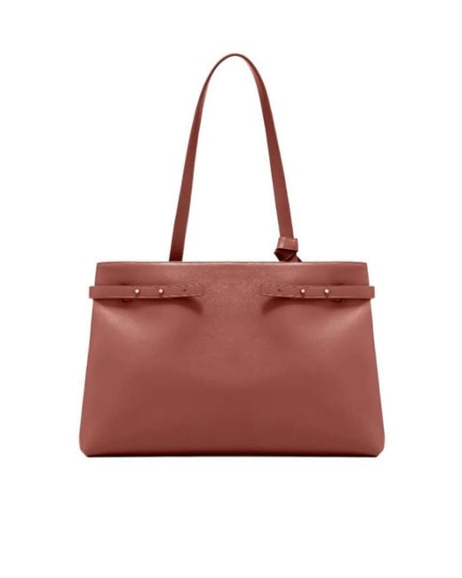 Emporio Armani Red Strap-Detail Leather Shoulder Bag