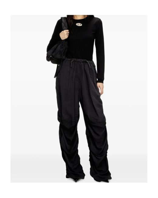 DIESEL Black T-Uncutie-Long-Ls-Od Oval D Cut Out Top