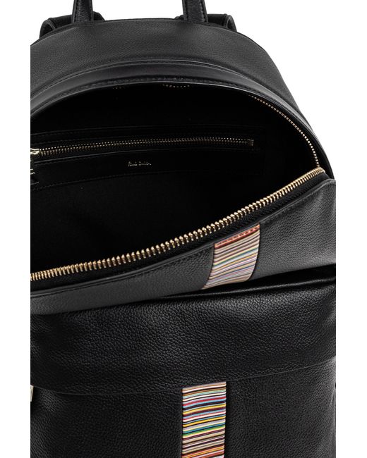 Paul Smith Black Leather Backpack for men
