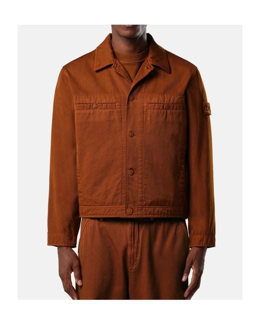 Stone Island Brown Coach Jacket With Anti-Drop Finish for men