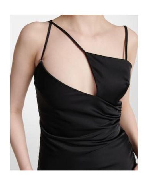 The Attico Black Melva Asymmetric Maxi Dress