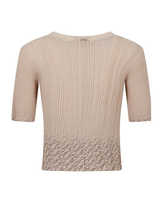 Herno White Short Sleeve Textured Fitted Top