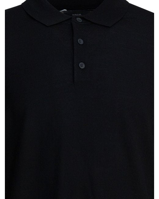 Vince Black Buttoned Polo Shirt for men