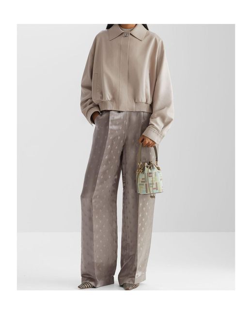 Fendi Natural Oversized Leather Bomber Jacket
