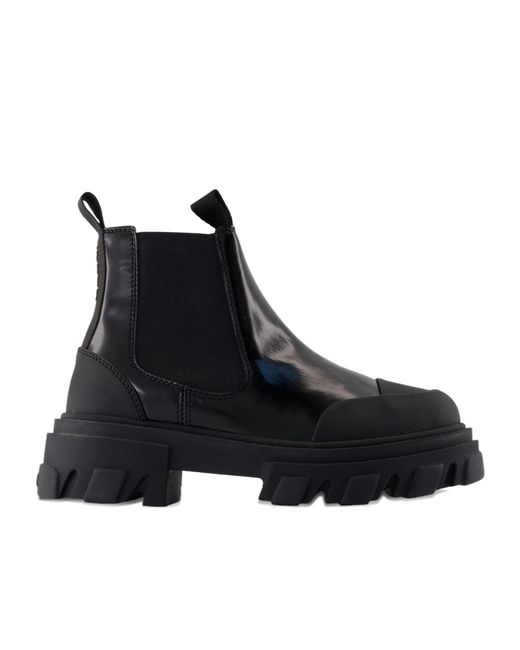 Ganni Black Leather Chelsea Boots