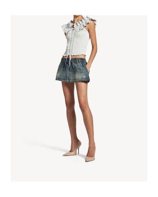 Balenciaga Blue Elastic-Waist Denim Mini Skirt