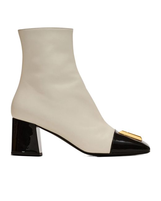 Balmain Natural Square Toe Ankle Boots
