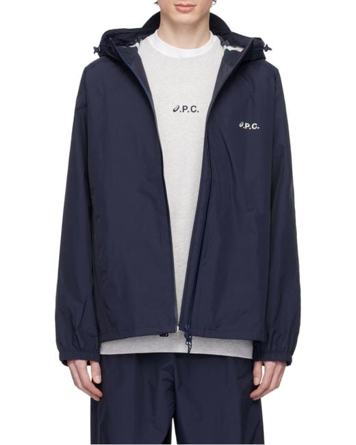 A.P.C. Blue X Asics Logo Printed Hooded Jacket for men