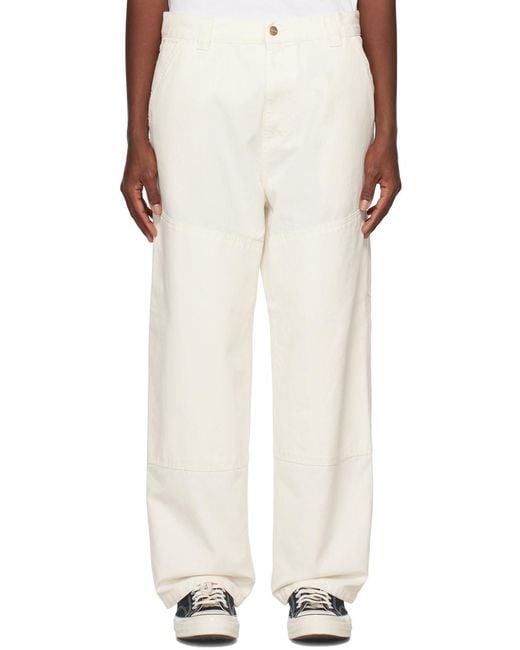 Carhartt White Mid-Rise Wide-Leg Jeans for men