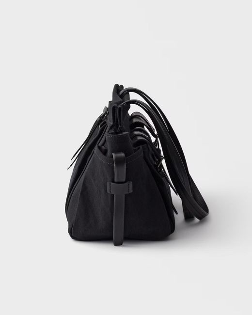 Prada Black Route Large Canvas And Leather Tote Bag